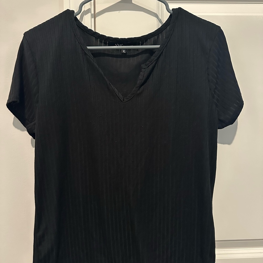 Othr Black Short Sleeve V-Neck Top